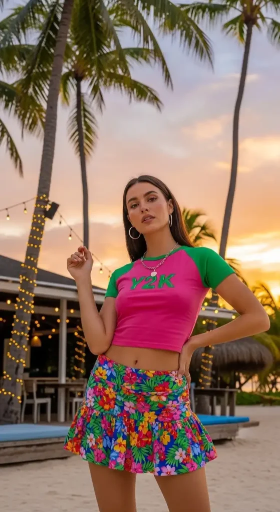 tropical Y2K outfit