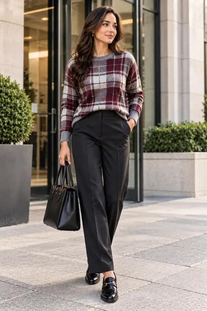 Plaid sweater outfits